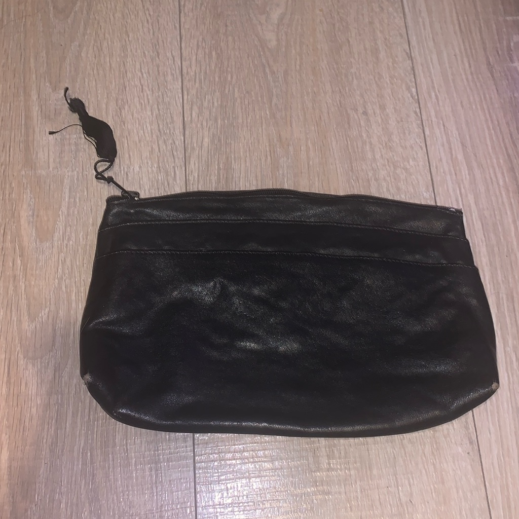 Antique Vintage Black Italian Leather Clutch